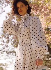 Holland Cooper Ariella Midi Dress White Polka Dot UK 10 RRP £249 - Worn Once