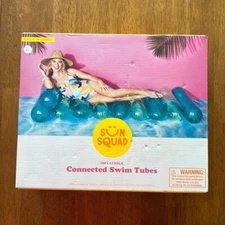 INFLATABLE POOL FLOAT Blue Connected Swim Tubes Pillow 6FT Target SUN SQUAD NEW