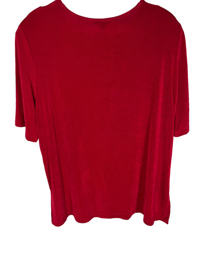 VIKKI VI Top Size 1X Red Classy Business Quiet Luxury Old Money Timeless Stretch - Picture 4 of 4