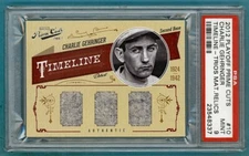 2012 Playoff Prime Cuts Charlie Gehringer Timeline Trios Mat Relics /25#10 PSA 9