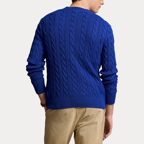 Ralph Lauren Uomo TG M Maglia di cotone a trecce Blu Royal - Foto 2 di 4