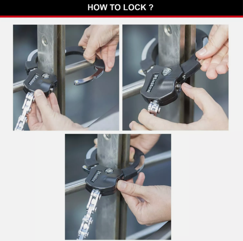 Hardened Steel Chain Link Street Cuff Multi-Purpose Bike & Scooter Lock - Picture 5 of 10