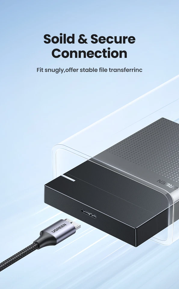 Ugreen USB C to Micro B Hard Drive Cable USB 3.0 5Gbps 3A HDD SSD. 0.5m 1m 2m 3m - Image 4 of 4