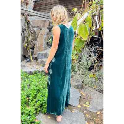 Johnny Was Georgina Velvet Maxi Dress in Deep Teal small | eBay