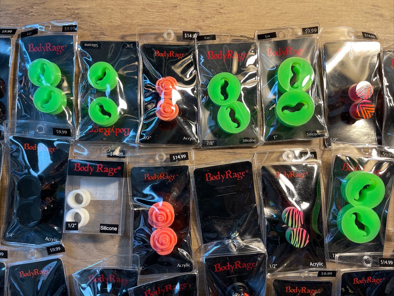 Large lot of Body Rage ear gauges assortment of 45 pairs new old stock