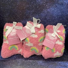 3 X Snuggle Feet Womens Rainbow - Soft Cozy & Warm Fuzzy Socks - Size 5/9