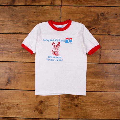 Vintage Hanes Single Stitch T Shirt Graphic XS 80s USA Made Ringer White Tee