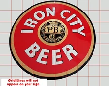 IRON CITY BEER 8" ROUND ALUMINUM SIGN! FREE SHIPPING! VERY COOL!