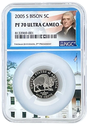 2005 S Bison Jefferson Nickel NGC PF70 Ultra Cameo - White House Core - POP 89