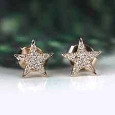2 Ct Round Cut Simulated Diamond Tiny Star Stud Earrings 14k Rose Gold Plated