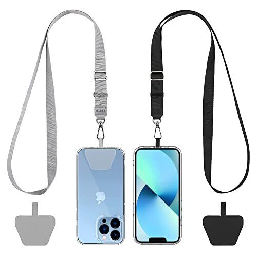 Phone Lanyard 2 Pack-2× Adjustable Neck Strap,2× Phone 21.65" Black+gray - Picture 1 of 6