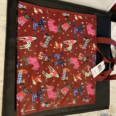 NWT Vera Bradley reusable Gift Tote Bag Holiday Hounds