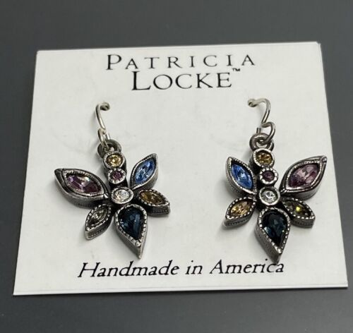 Patricia Locke Volerle Papillion Women’s Earrings Pierced Silver Plated Crystals