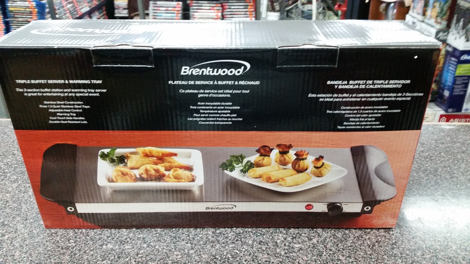 BRENTWOOD TRIPLE BUFFET SERVER & WARMING TRAY BRAND NEW! Free Shipping