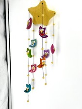 Global Groove Handmade  Fair Trade Wool Felt Owl Crib Baby Nursery Mobile Nepal