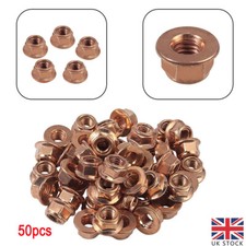 50Pcs M8 Copper Flashed Exhaust Manifold Nut 8 mm Nuts High Temperature Nuts UK~
