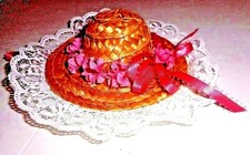 Craft Doll making accessories Woven Straw Hat /Ornament 6 1/2" wide Handmade E