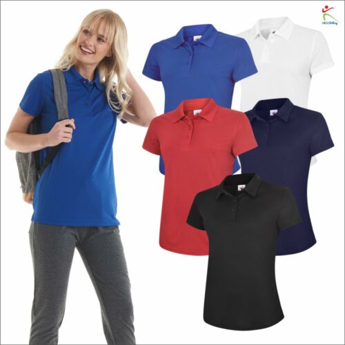 Uneek Ladies Super Cool Workwear Poloshirt 100% Polyester Pique Wicking Polo TOP - Afbeelding 1 van 10