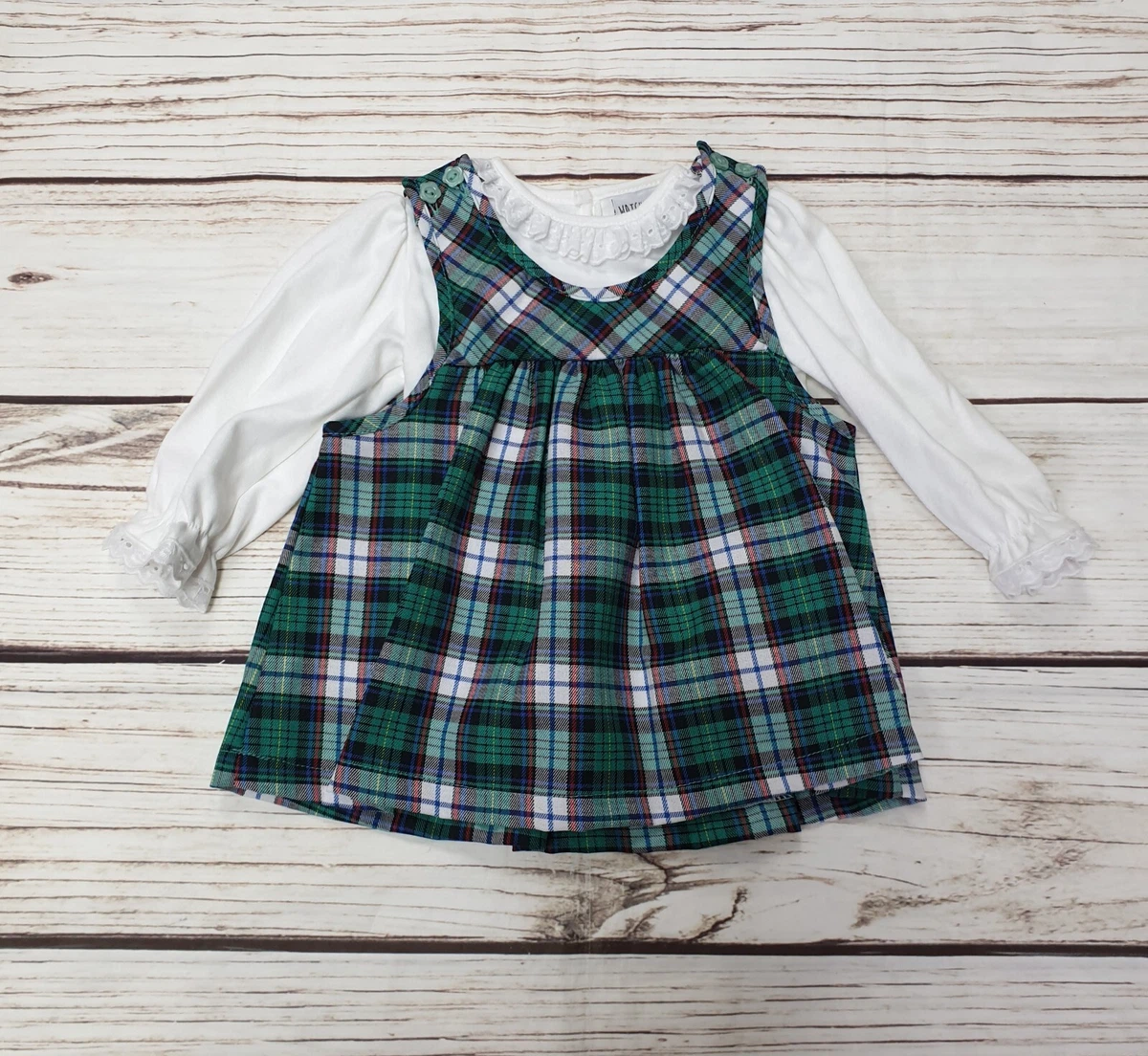 Green tartan 2025 baby dress