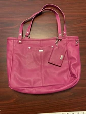Thirty-One 31 Jewell Townsfair Purple Reversible Bag Tote Purse with Mini Wallet