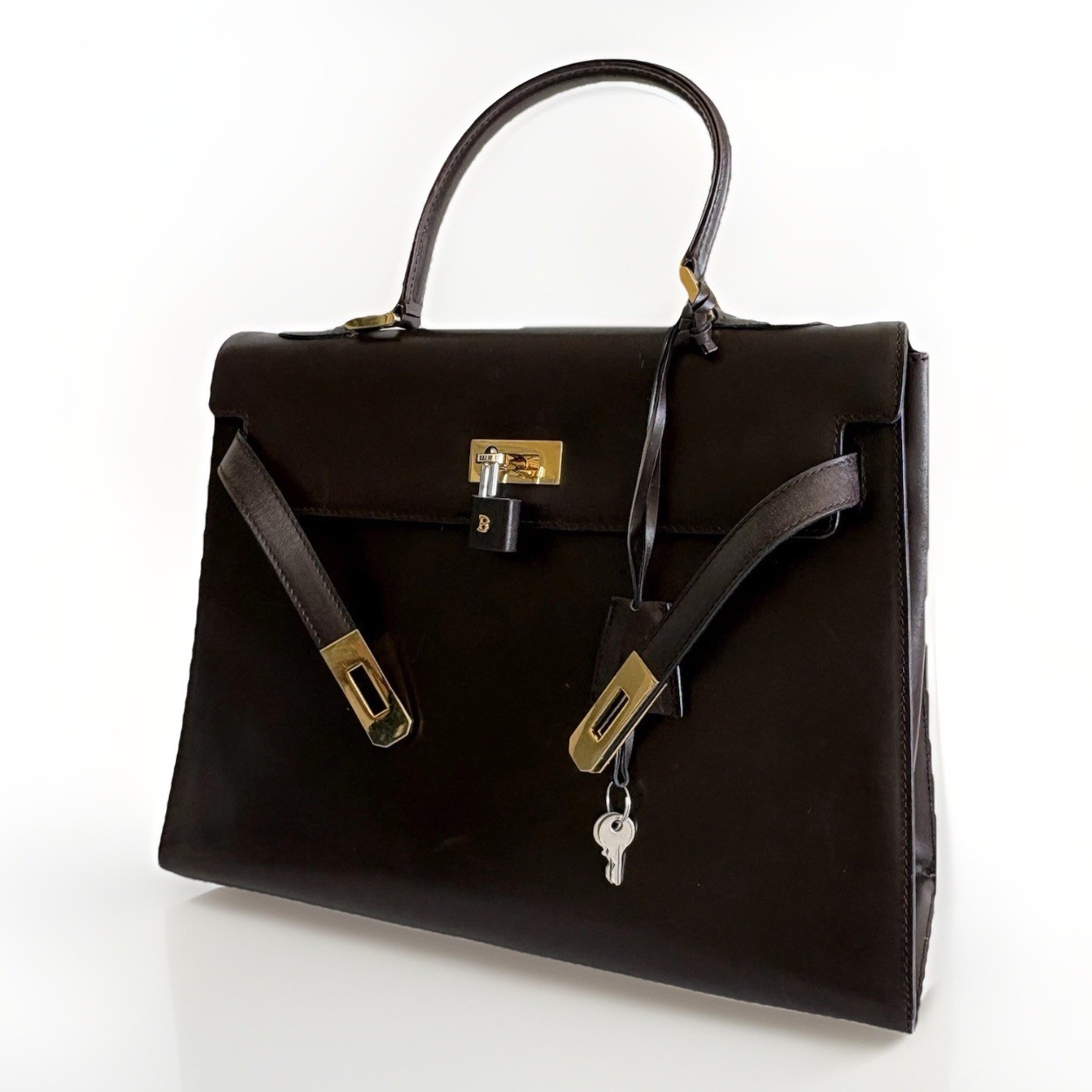 Authentic Bally Handbag Brown Leather From Japan 0870