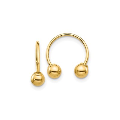 14 Karat Gelbgold massive Perlen offene Creolen Paar 13 mm poliert
