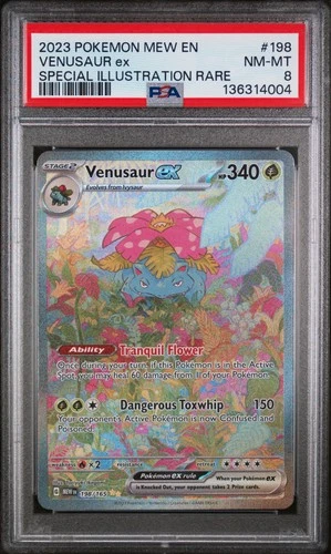 2023 POKEMON MEW EN-151 SPECIAL ILLUSTRATION RARE #198 VENUSAUR EX PSA 8