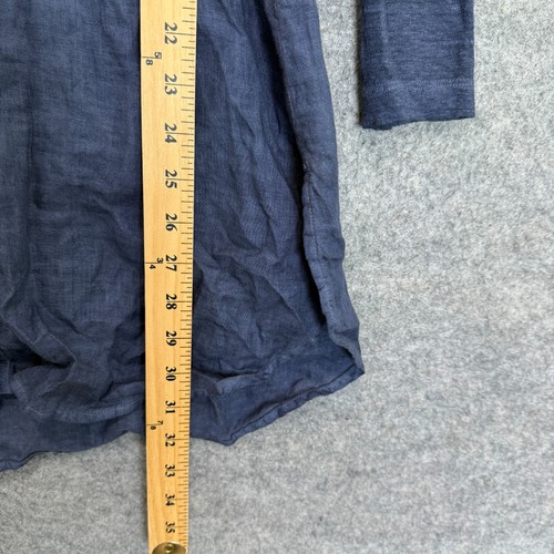 120% Lino Tunic Dress Womens Small 100% Flax Linen Button Up Navy Italian $325 - Picture 7 of 16