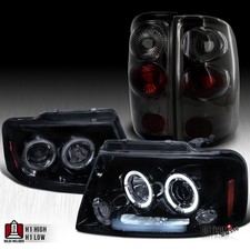 Glossy Black Fit 2004-2008 Ford F150 Halo LED Projector Headlight+Tail Lamps