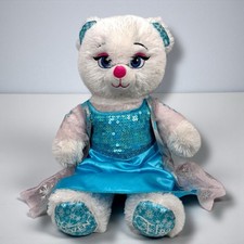 Build A Bear BAB Disney Elsa Plush Bear W Dress Frozen Princess Glitter Costume
