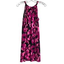 Trina Turk Mini Halter Dress Womens S Pink Black Sleeveless Resortwear Designer