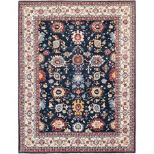 9'x11'7" Navy Afghan with Heris All Over Design Hand Knotted Soft Wool Rug R317