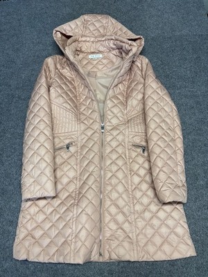 Via Spiga Designer Women s Small Quilted Mid-Length Hooded  Puffer Jacket