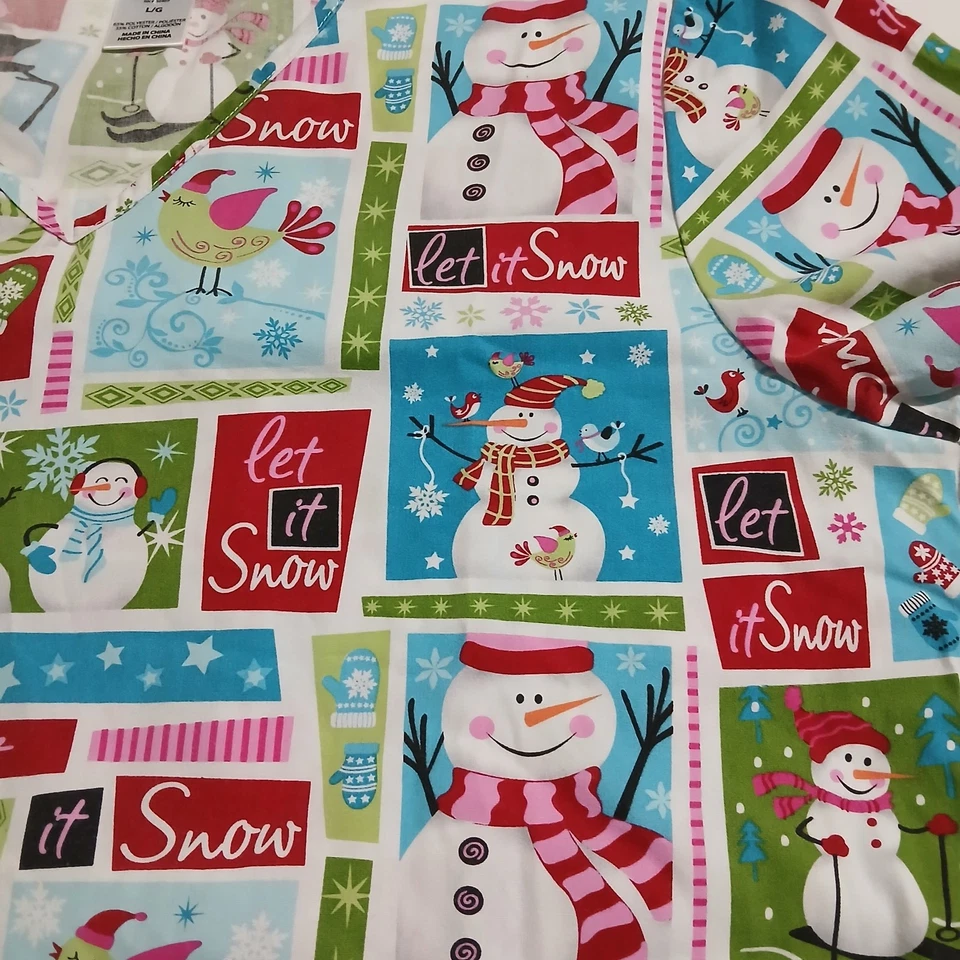 SB Scrubs Large SNOWMEN Scrub Top Poly/Cotton Blend Christmas Holiday Season - Image 3 of 4