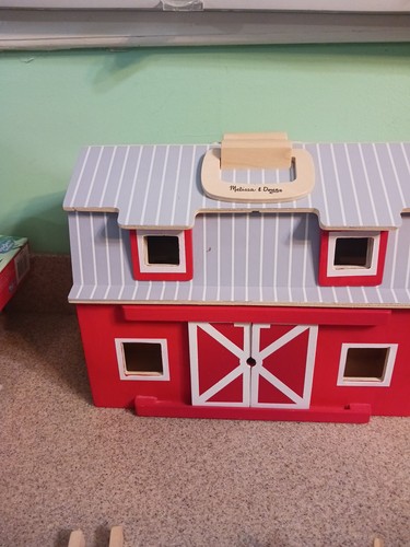 Melissa & Doug Fold & Go 2 Story Wooden Barn Toy OPENING DOORS - Picture 5 of 8