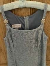 VTG Jessica McClintock Gunne Sax Metallic Floral Light Blue SZ 3-4  90s Gown