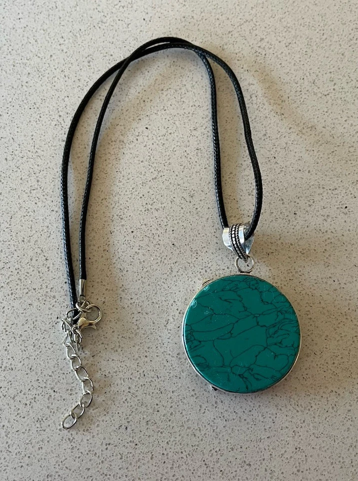 Collar Colgante Turquesa Artesanal Hada Piedras Preciosas - Chapado en Plata 925- Nuevo Foto 4 de 4