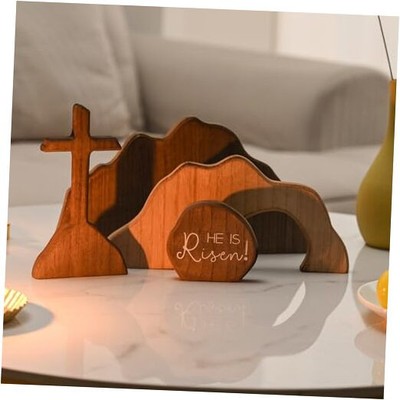 Empty Tomb Easter Scene and Cross Decoration, Wood Easter Resurrection Scene 