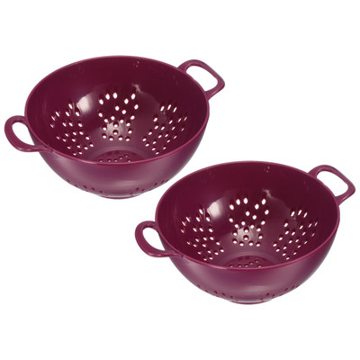 Mini Food Strainer Plastic Colander For Fruits Veggies Pasta Purple 2PCS