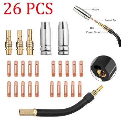 For Binzel 15AK MIG 140 215 Welder 63616 63617 Mig Gun Tips Part&Torch Neck 26PK
