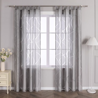1er Gardinen Stores Ausbrenner Volie Vorhang Transparent Fensterschal Wohnzimmer