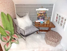 Dollhouse Furniture 1:6 Chair Table  Ottoman 7" Doll