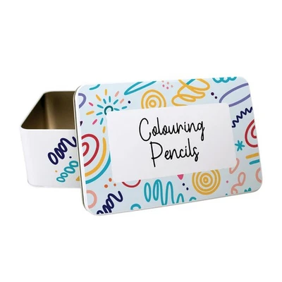 PURELY HOME Farbstifte Dose - Doodle rechteckig Metall Schreibwaren Vorratsdose Geschenk