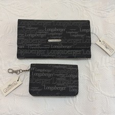 New With Tags Longaberger Logo Tri-Fold Black Wallet With Coin Purse