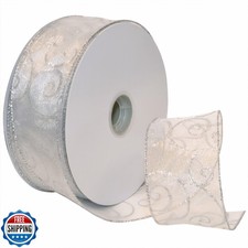 Morex Ribbon 7416.60/50-701 Swirl 2.5" X 50 YD Nylon Sheer Wired Glitter Ribb