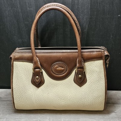 DOONEY & BOURKE Rare Vintage AWL Satchel Handbag in Bone & Burnt Cedar