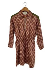GUCCI GG Supreme Silk Dress/ Size S/ Silk/ BRD/ All-Over Print/ 628781