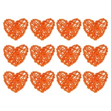 20Pcs Heart Rattan Ball Vase Filler Home Decoration Orange 2.36 in