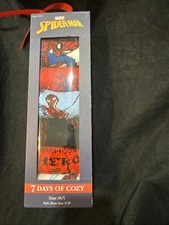 Youth Size Medium Large Seven Days Of Cozy Spider-Man Crew Socks
