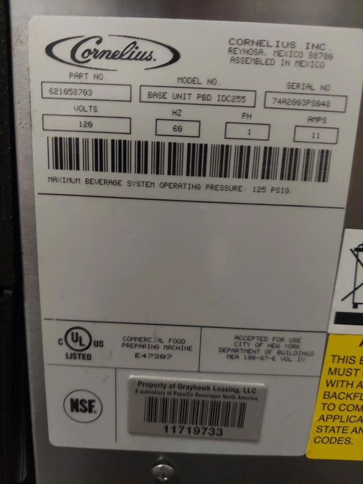 Cornelius IDC255 Fuente Dispensador de Bebidas Heladas, 8 Válvulas + Máquina de Hielo Foto 4 de 4